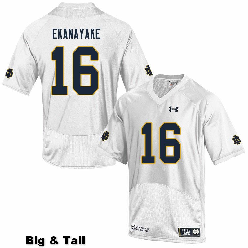 Men's NCAA Notre Dame Fighting Irish #16 Cameron Ekanayake Stitched College Under Armour Authentic White Big & Tall Football Jersey XE10Q06YQ